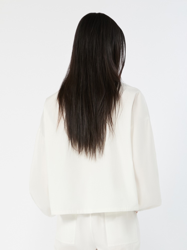 Oversized jacket in cotton poplin - IVORY - 3