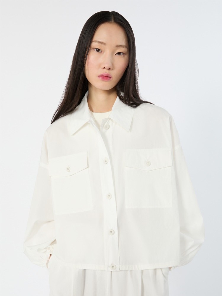 Oversized jacket in cotton poplin - IVORY - 4