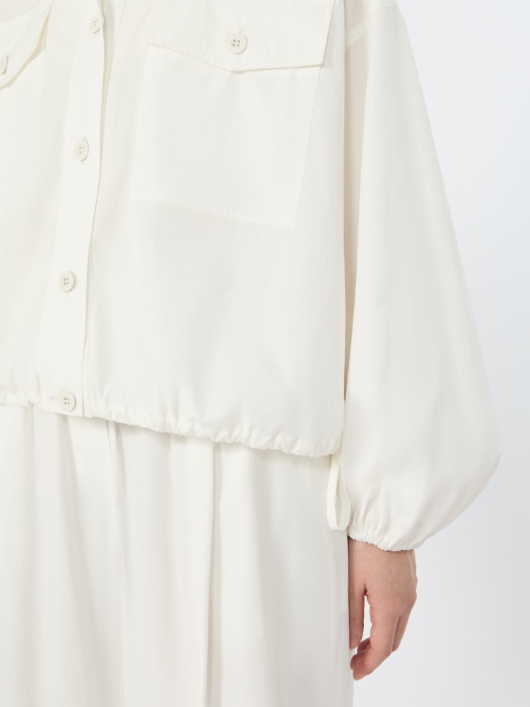 Oversized jacket in cotton poplin - IVORY - 5