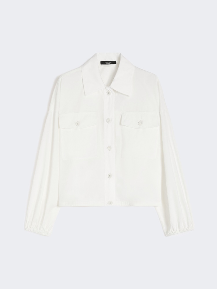 Oversized jacket in cotton poplin - IVORY - 6