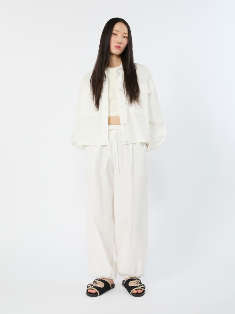 Oversized jacket in cotton poplin - IVORY - 1