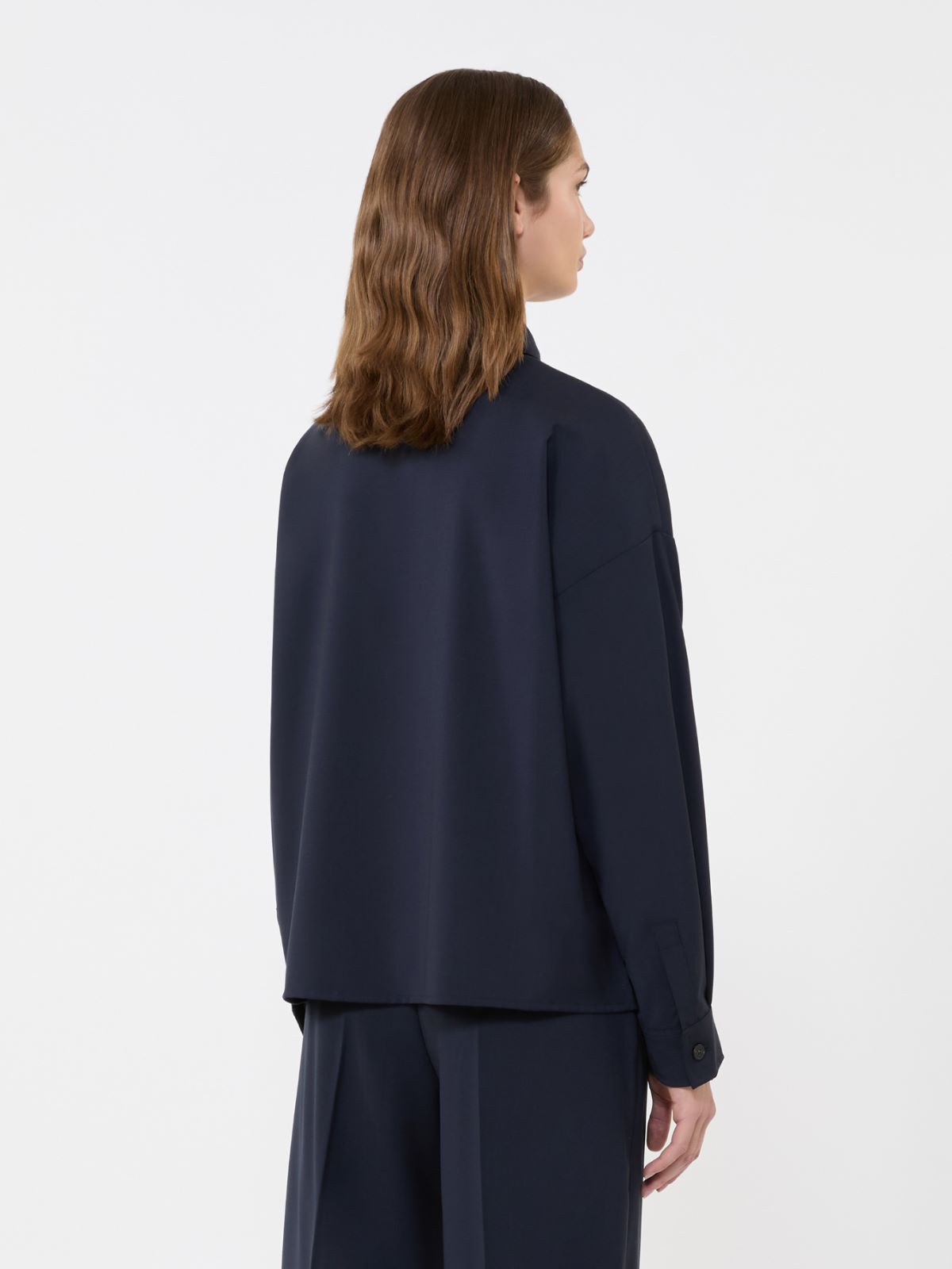 Woollen cloth cropped jacket - NAVY - Max Mara - 5