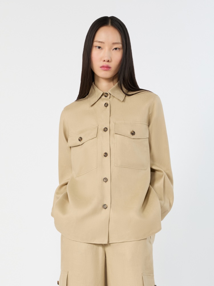 Linen workwear jacket - SAND - 2