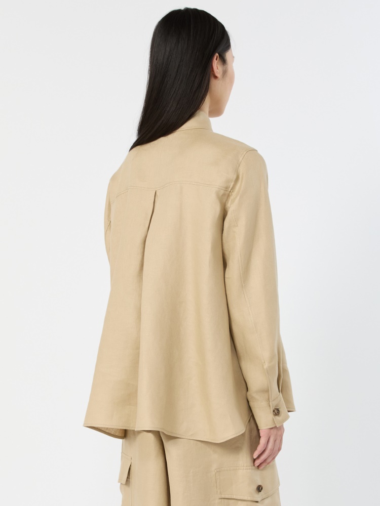 Linen workwear jacket - SAND - 3