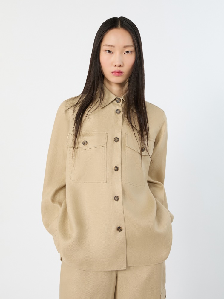 Linen workwear jacket - SAND - 4