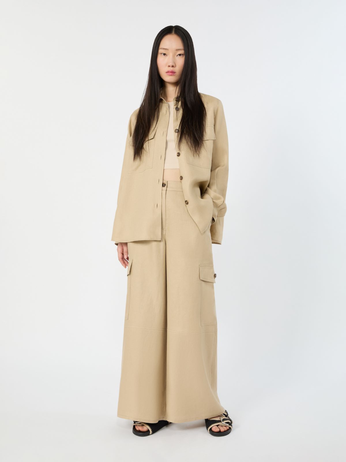 Linen workwear jacket + SAND - Max Mara