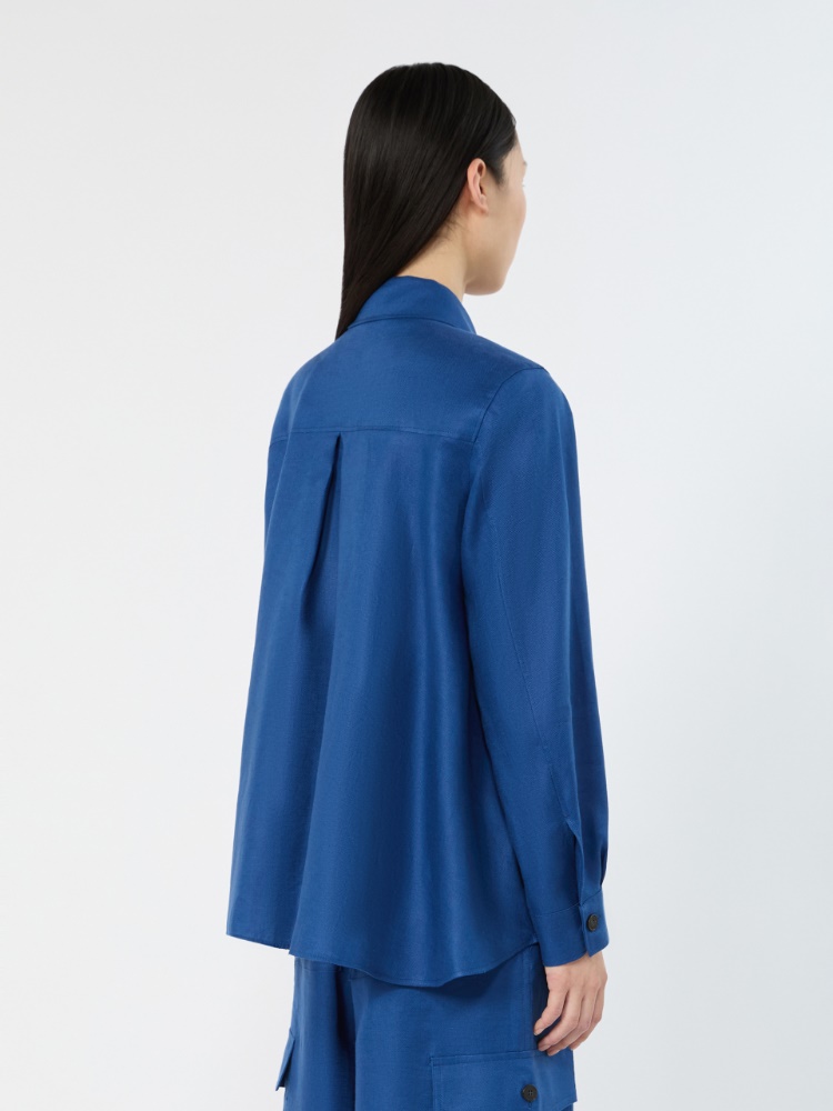 Linen workwear jacket - CORNFLOWER BLUE - 3