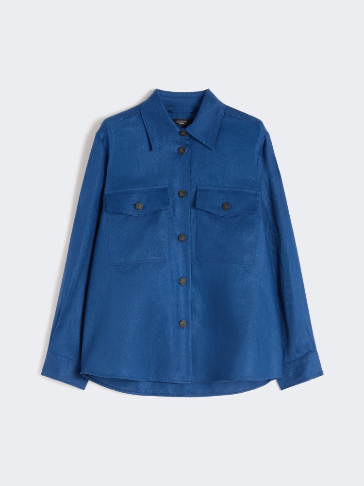 Linen workwear jacket - CORNFLOWER BLUE