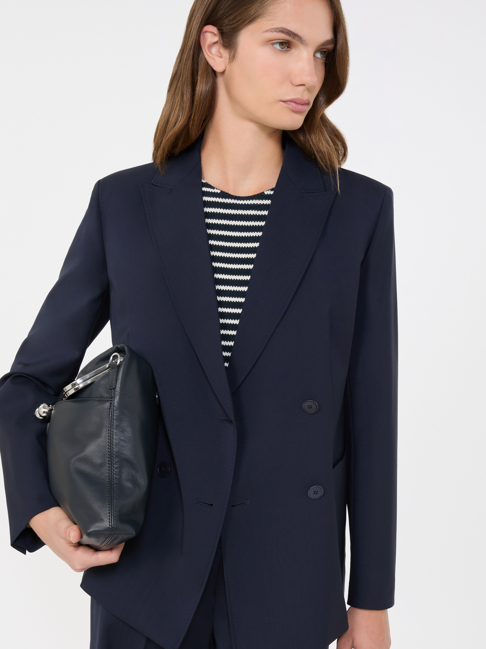 Doppelreihiger Blazer aus Wollstretch - BLAU - Max Mara - 4