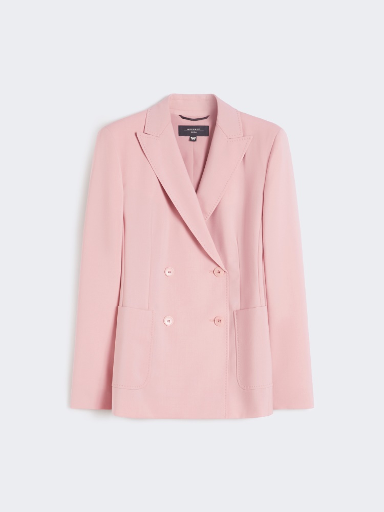 Double-breasted stretch wool blazer - ANTIQUE ROSE - Max Mara