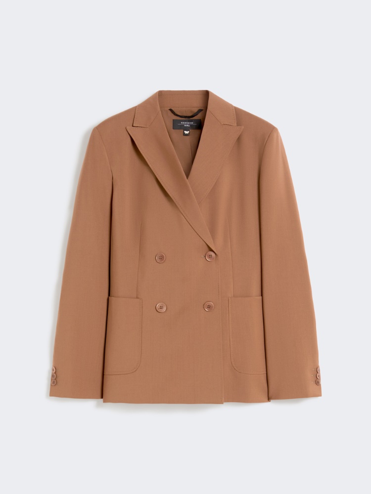 Double-breasted stretch wool blazer - TOBACCO - Max Mara