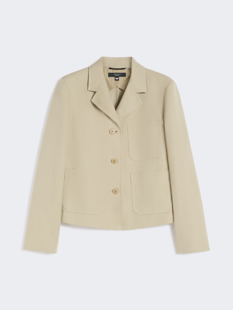 Jednorzędowa kurtka z płótna bawełniano-lnianego