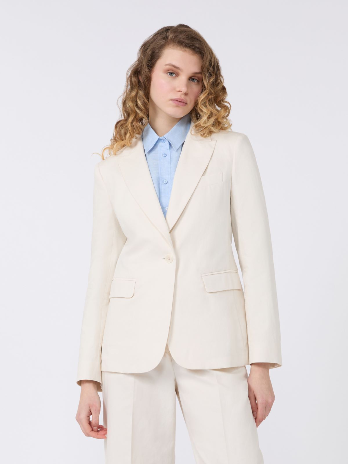 Blazer aus Baumwoll- und Leinen-Canvas - ECRU - Max Mara - 2