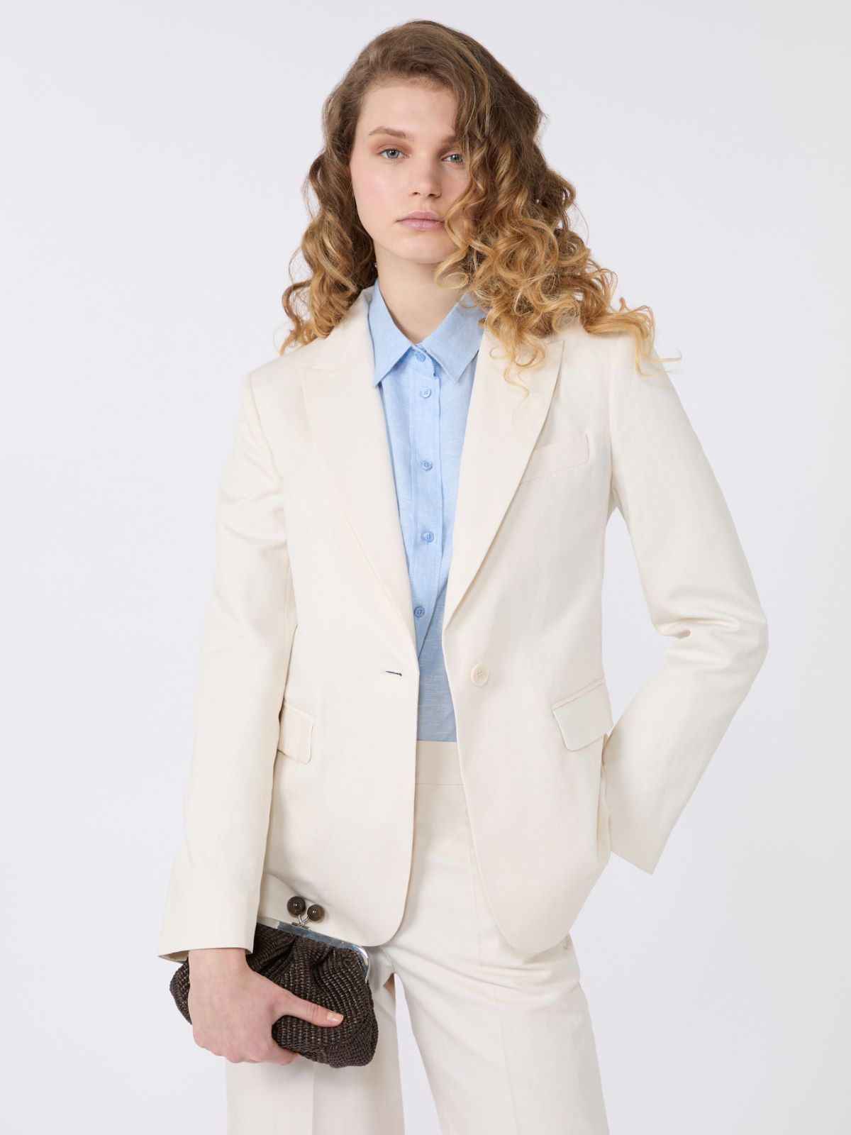 Blazer aus Baumwoll- und Leinen-Canvas - ECRU - Max Mara - 4