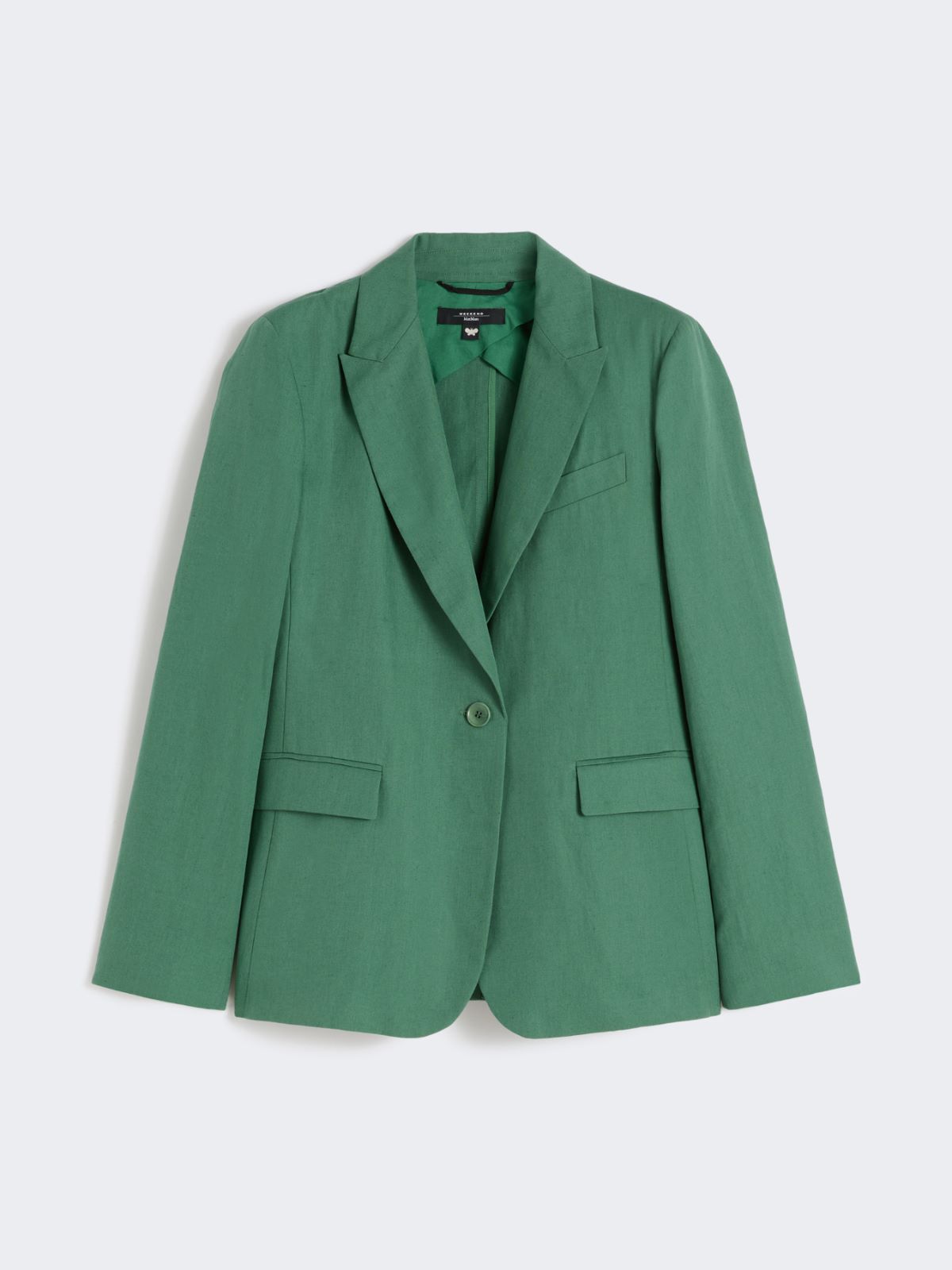 Linen and cotton canvas blazer - GREEN - 5