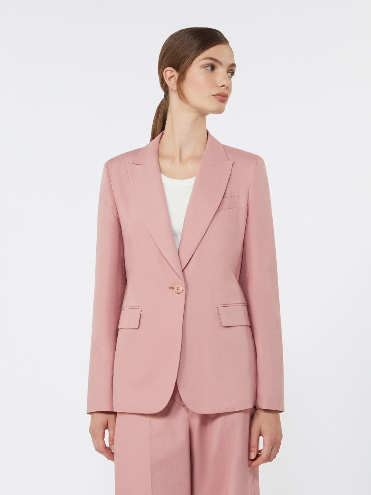 Linen and cotton canvas blazer - ANTIQUE ROSE - Max Mara - 2