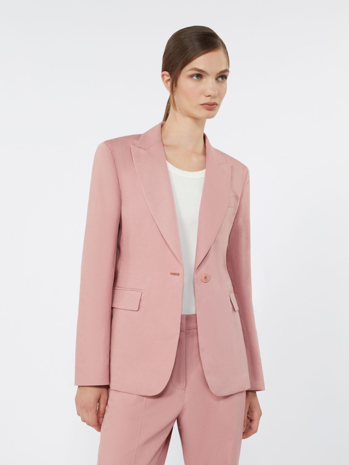 Linen and cotton canvas blazer - ANTIQUE ROSE - Max Mara - 4