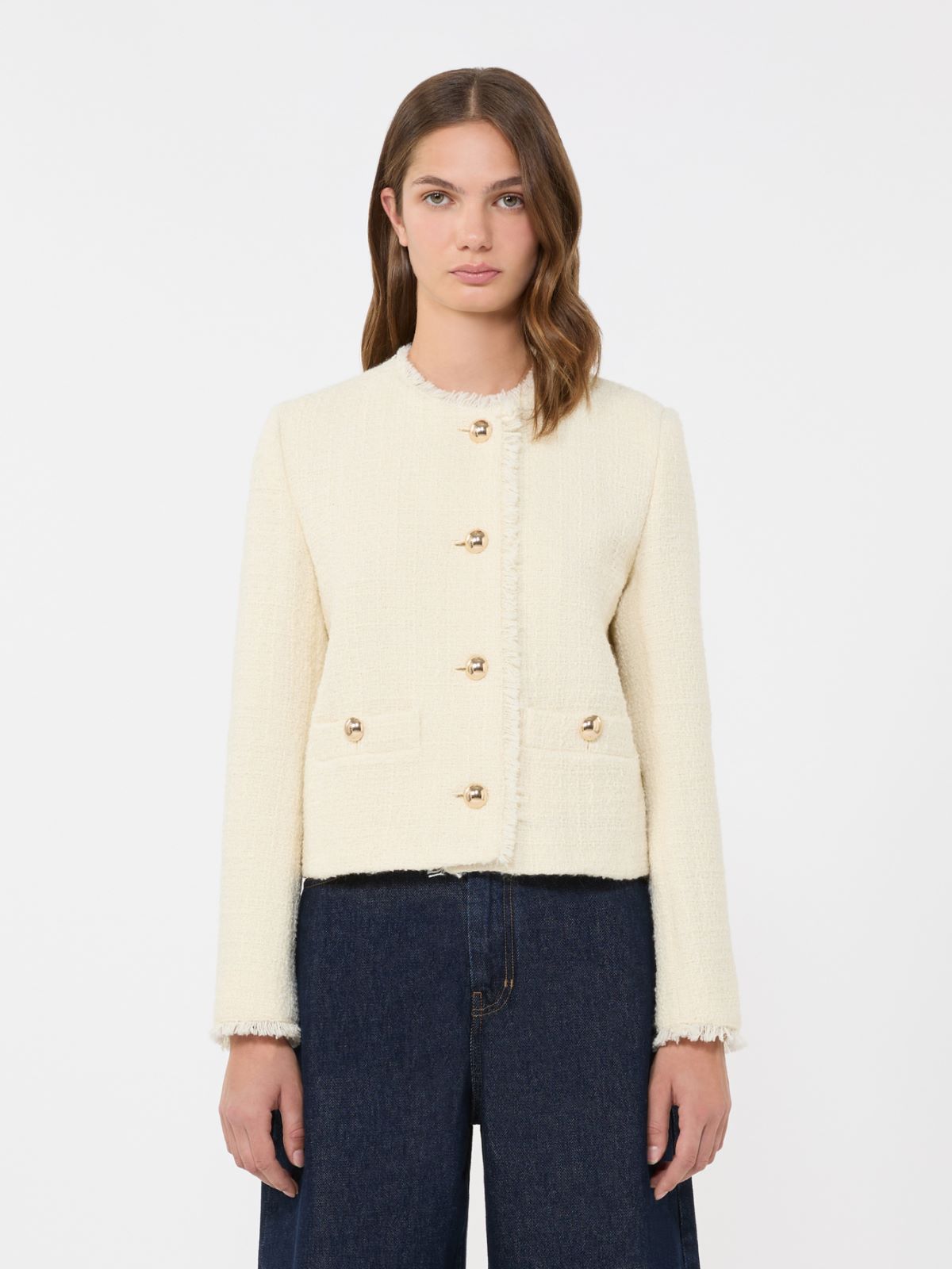 Hochgeschlossene Jacke aus Wollgemisch - ECRU - Max Mara - 5