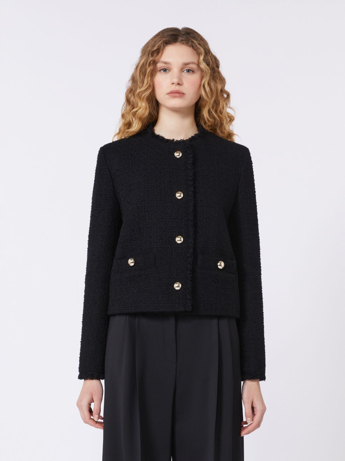 Wool-blend crew-neck jacket - BLACK - Max Mara - 5