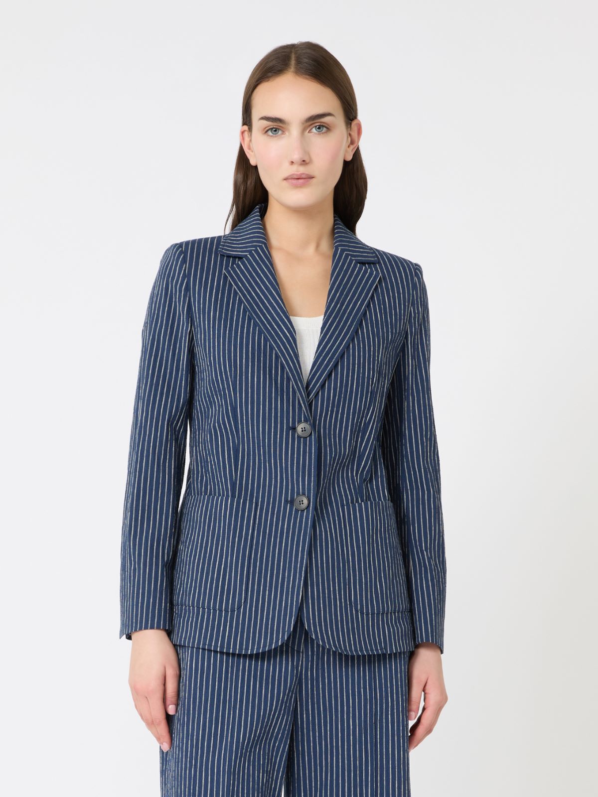 [アレッタ] コットン リネン シアサッカー ジャケット - ULTRAMARINE - Max Mara - 2