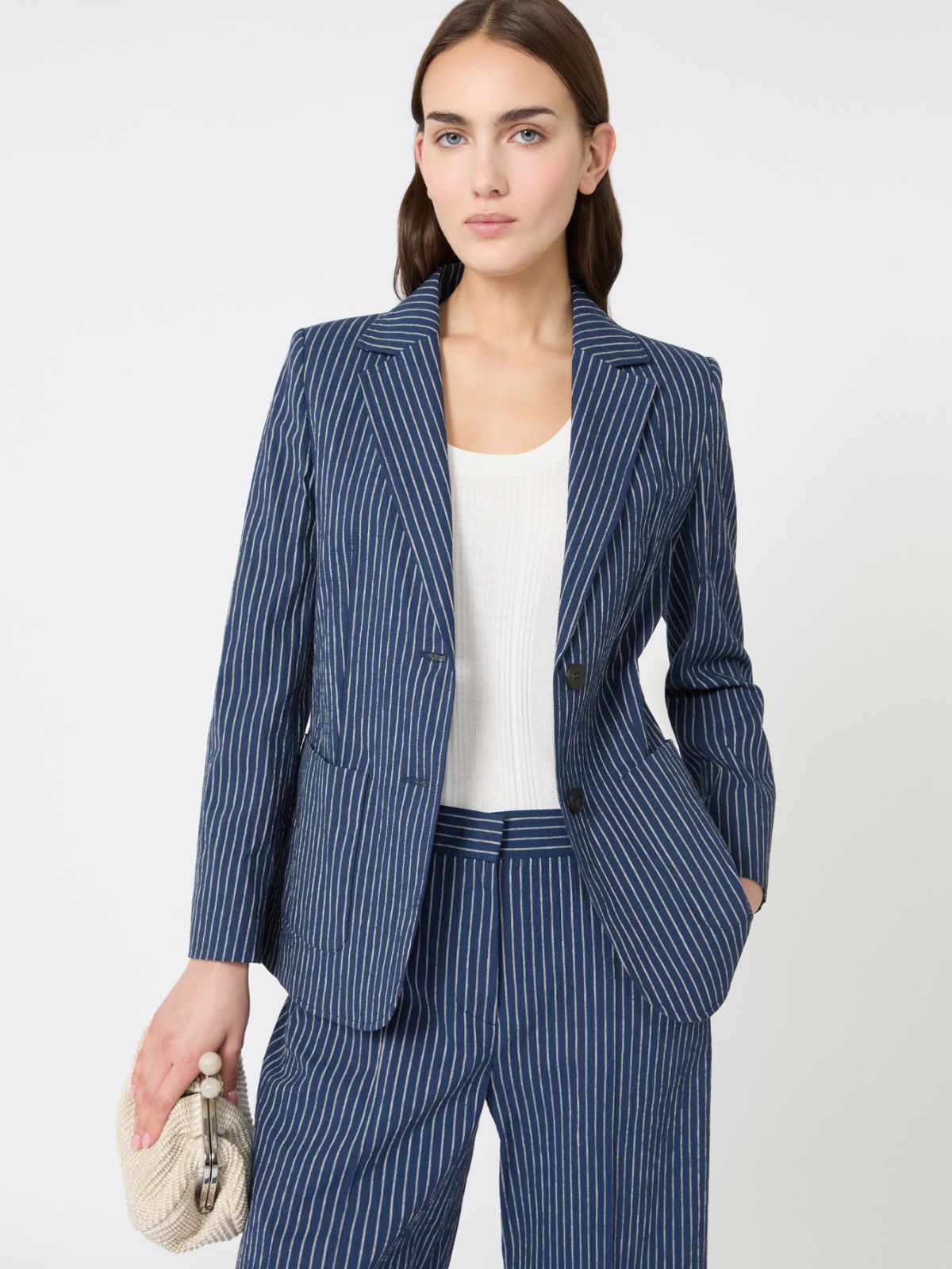 [アレッタ] コットン リネン シアサッカー ジャケット - ULTRAMARINE - Max Mara - 4