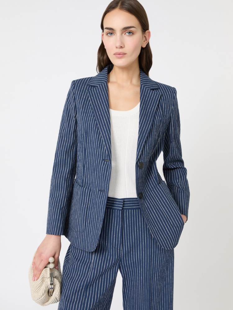 [アレッタ] コットン リネン シアサッカー ジャケット - ULTRAMARINE - Max Mara - 4