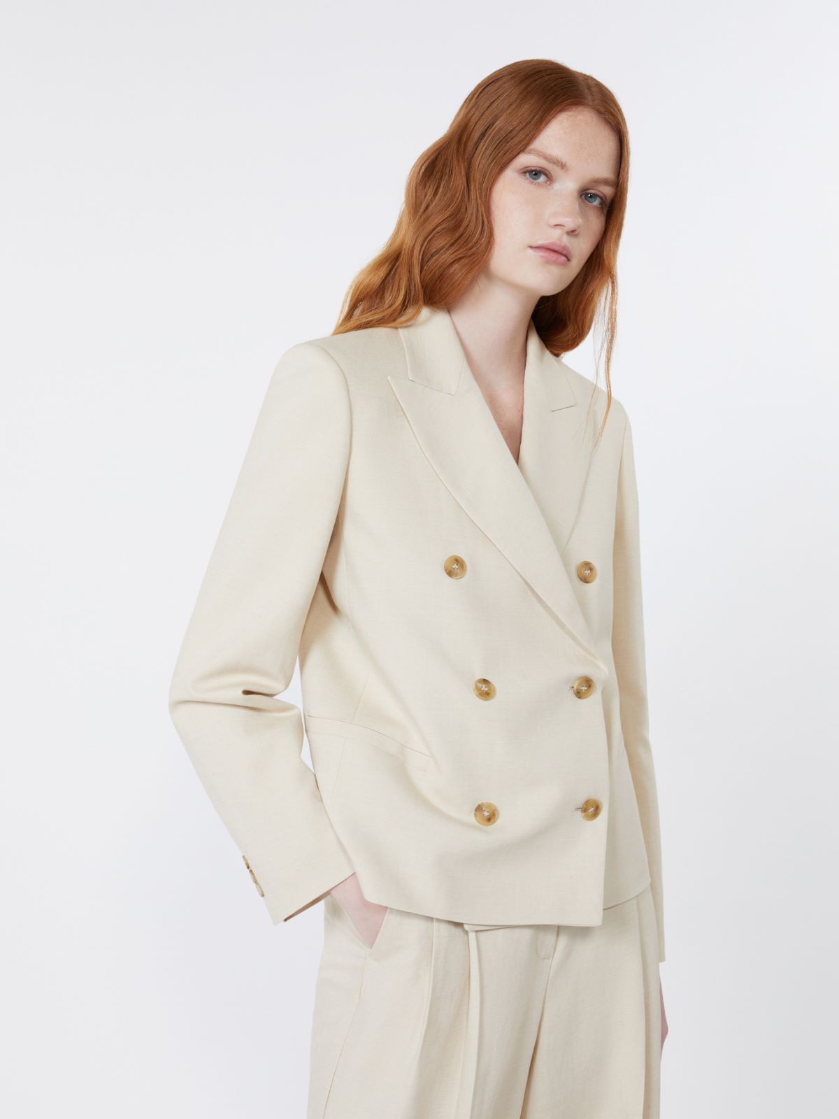 Blazer in viscosa e lino - BEIGE - Max Mara - 4