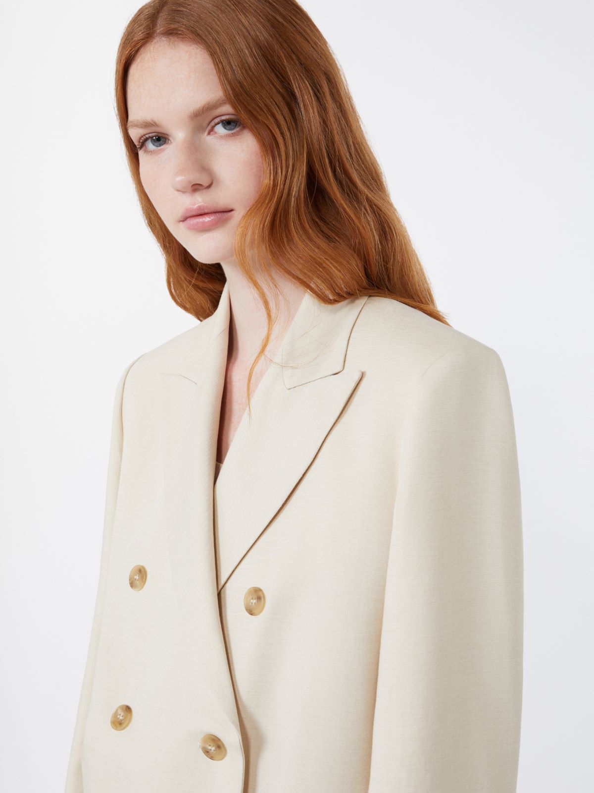 Blazer in viscosa e lino - BEIGE - Max Mara - 5
