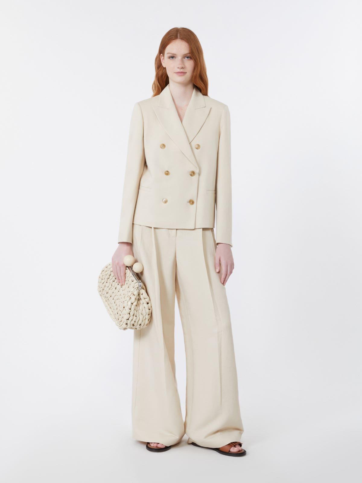 Blazer in viscosa e lino - BEIGE - Max Mara