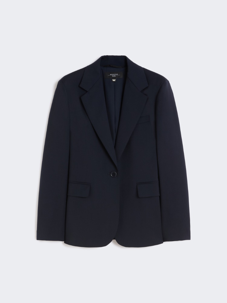 Stretch wool blazer - NAVY - Max Mara