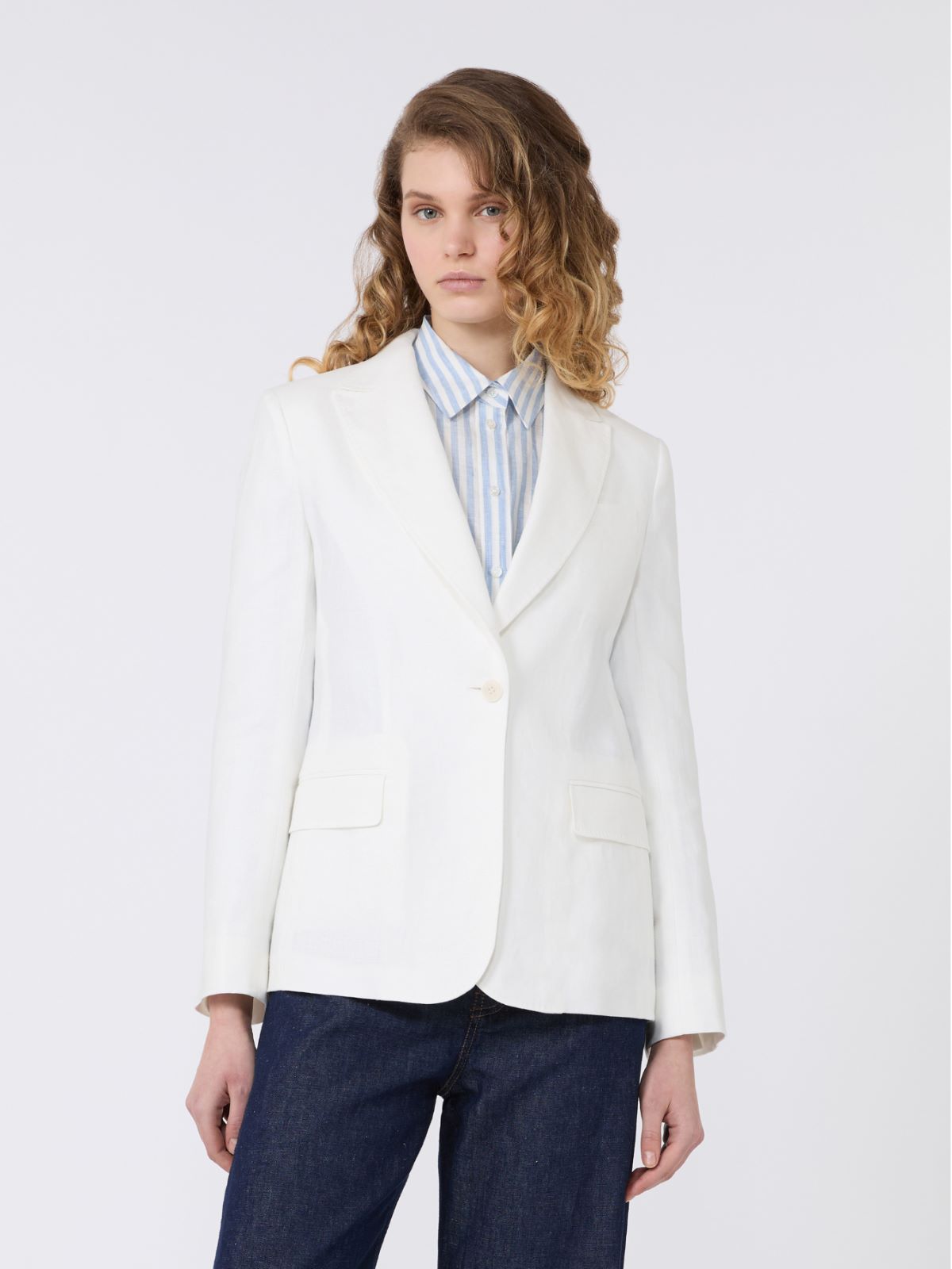 Blazer aus Leinen-Canvas - WEISS - Max Mara - 2