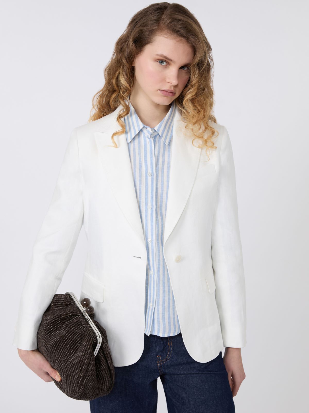 Blazer aus Leinen-Canvas - WEISS - Max Mara - 4