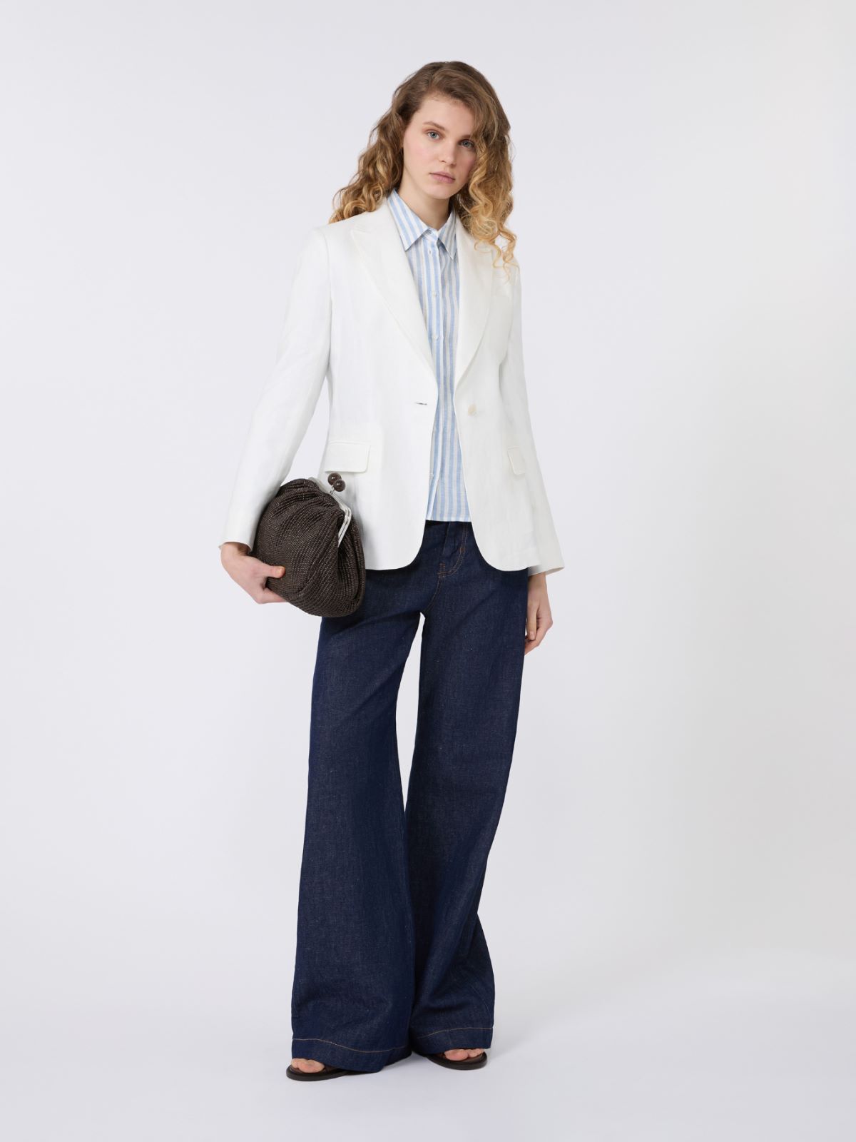 Blazer aus Leinen-Canvas - WEISS - Max Mara