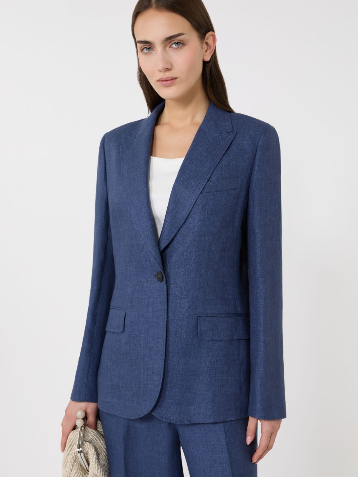 Blazer aus Leinen-Canvas - BLAU - Max Mara - 4