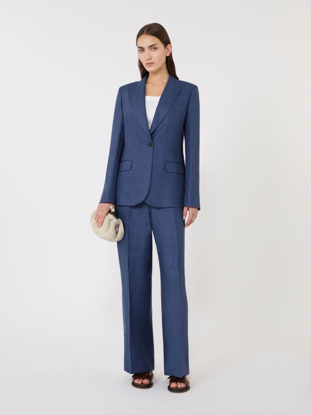 Blazer aus Leinen-Canvas - BLAU - Max Mara