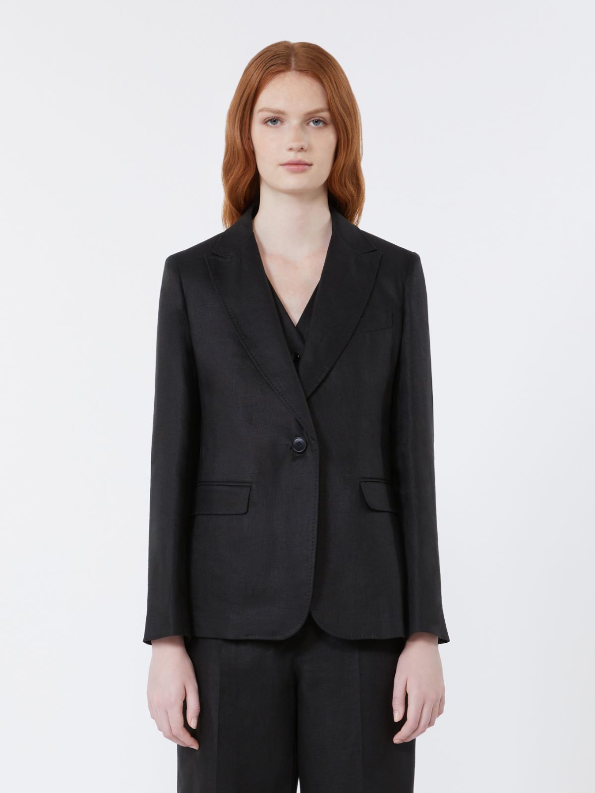 Linen canvas blazer - BLACK - Max Mara - 2