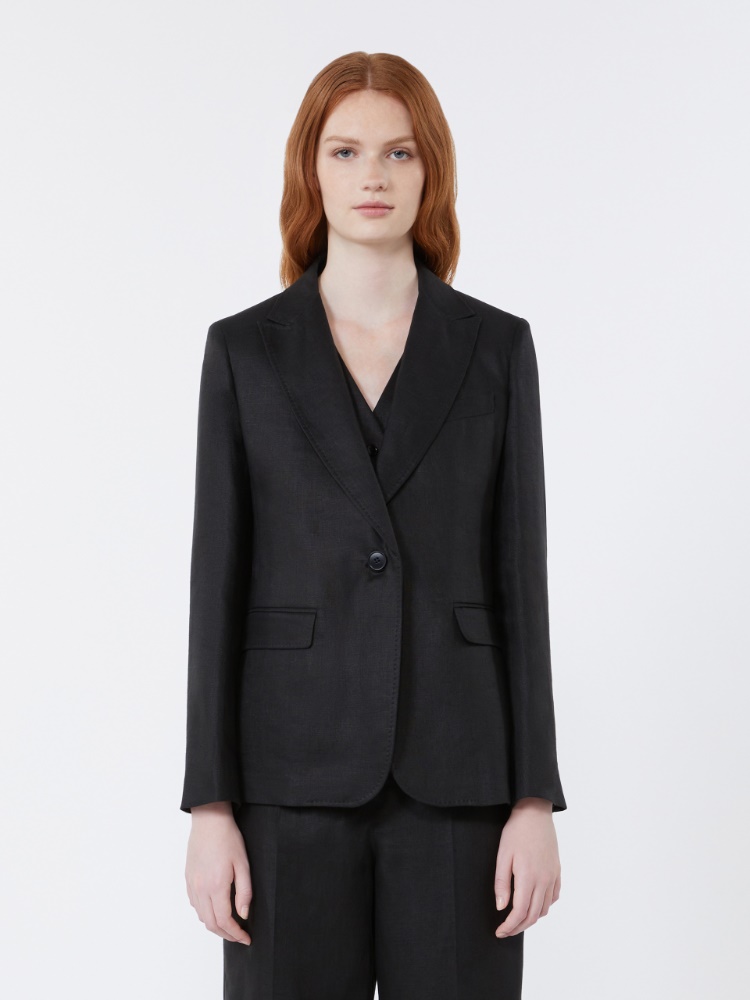 Linen canvas blazer - BLACK - Max Mara - 2