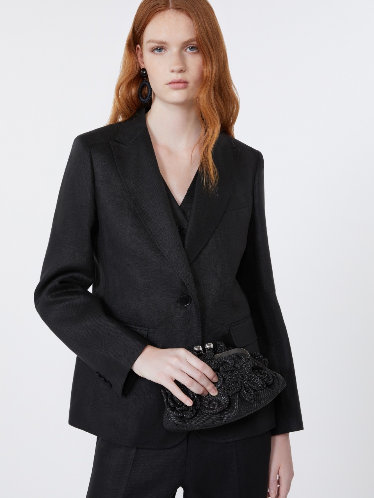Linen canvas blazer - BLACK - Max Mara - 4