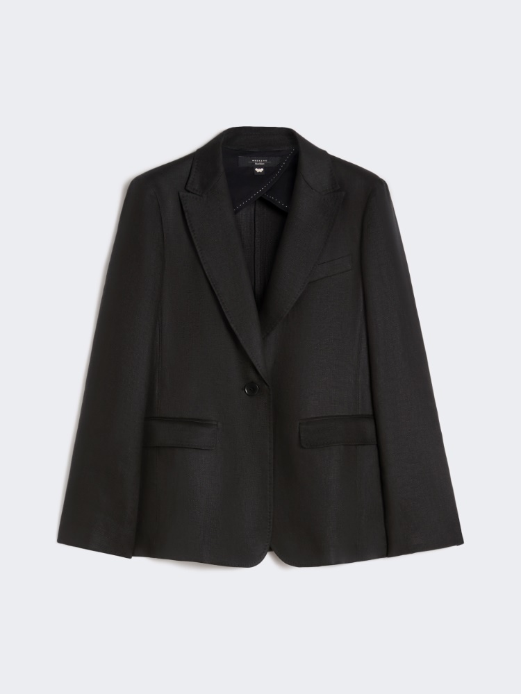 Linen canvas blazer - BLACK - Max Mara