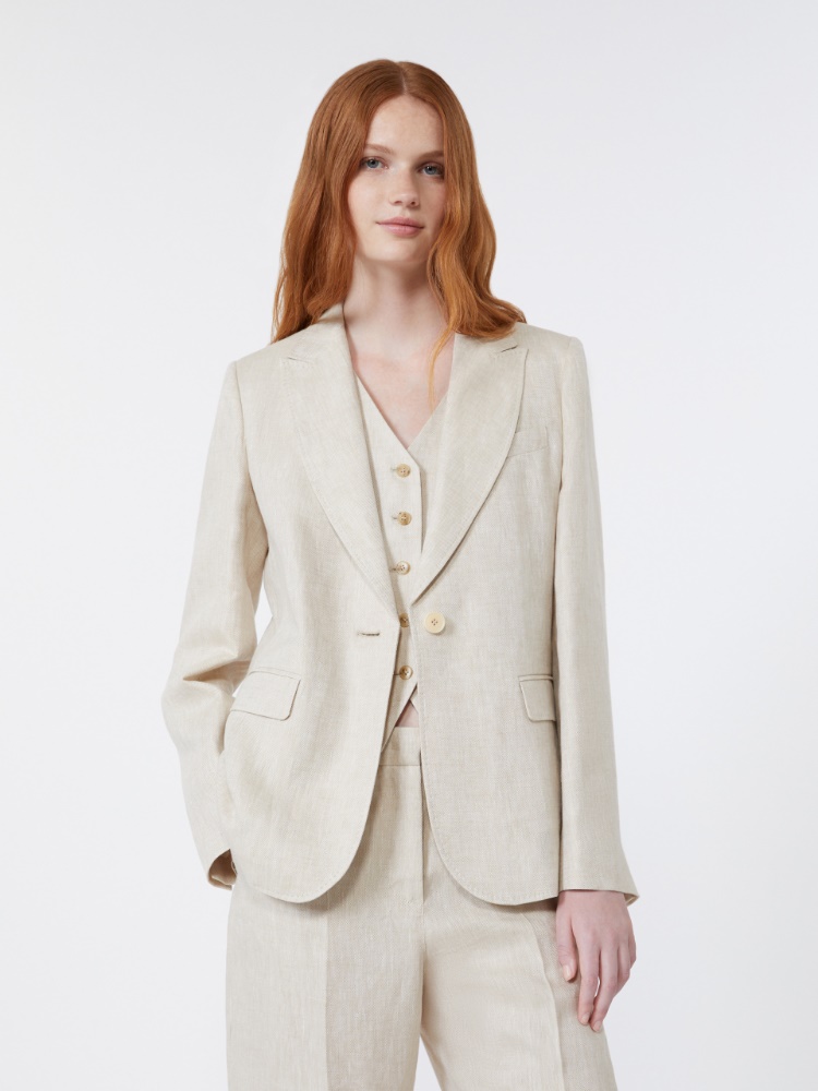 Linen canvas blazer - ECRU - Max Mara - 4