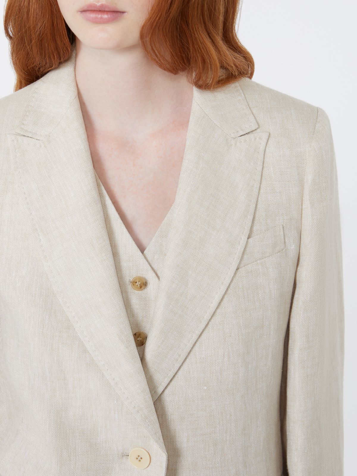 Linen canvas blazer - ECRU - Max Mara - 5