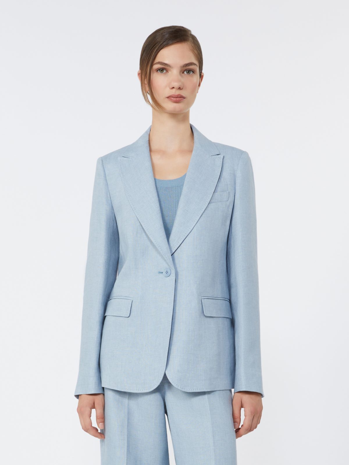 Linen canvas blazer - LIGHT BLUE - Max Mara - 9