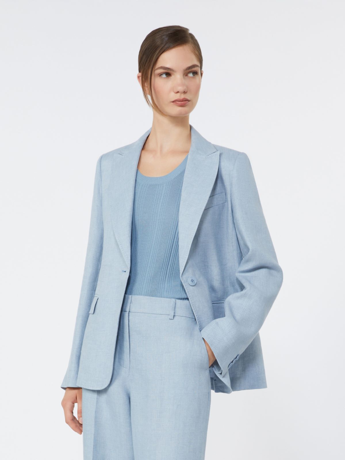 Linen canvas blazer - LIGHT BLUE - Max Mara - 9