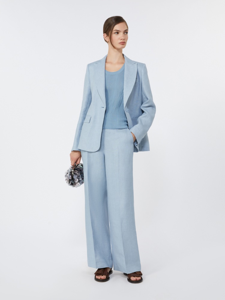 Linen canvas blazer - LIGHT BLUE - Max Mara
