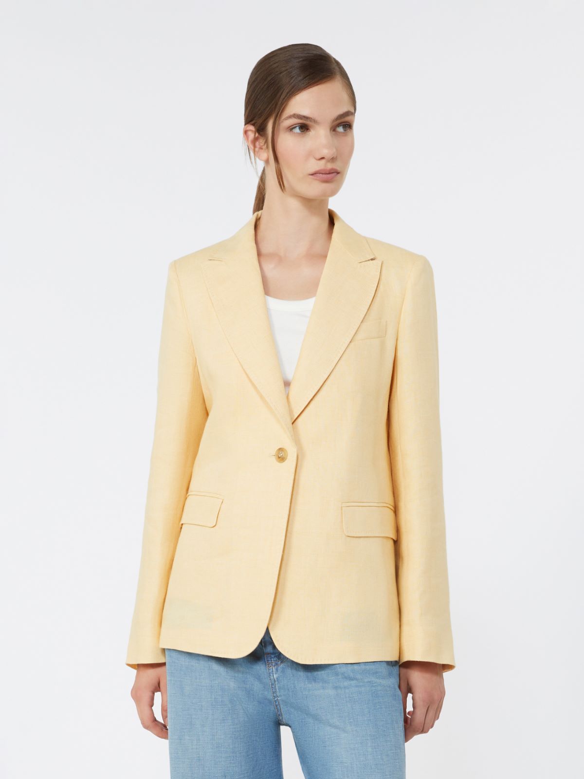 Linen canvas blazer - LIGHT YELLOW - Max Mara - 2