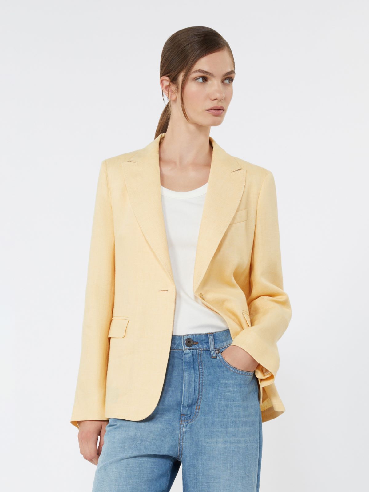 Linen canvas blazer - LIGHT YELLOW - Max Mara - 4