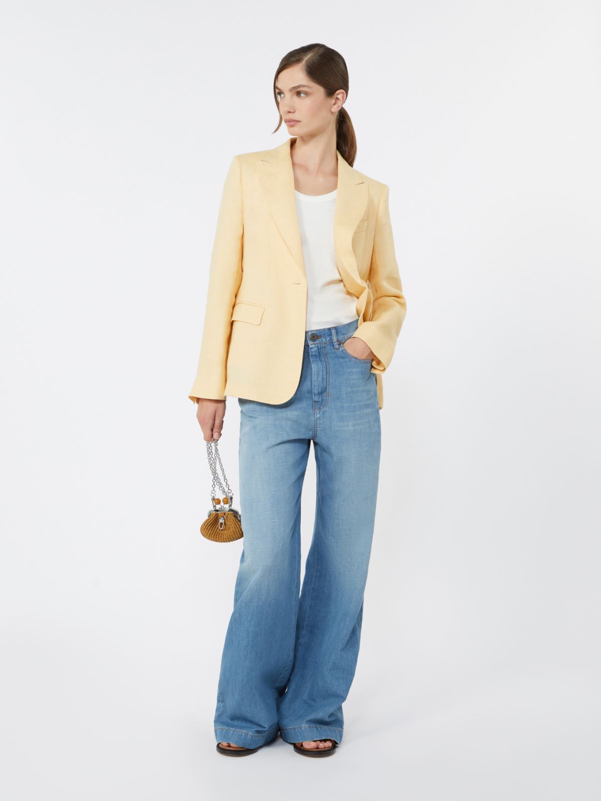 Linen canvas blazer - LIGHT YELLOW - Max Mara