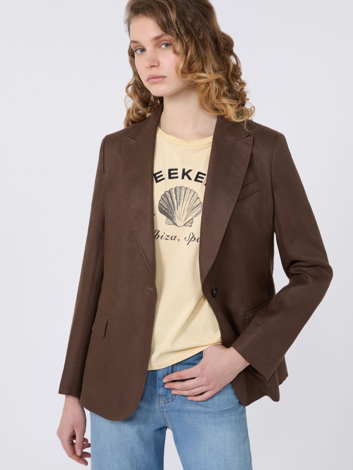 Blazer aus Leinen-Canvas - SCHOKOLADE - Max Mara - 4