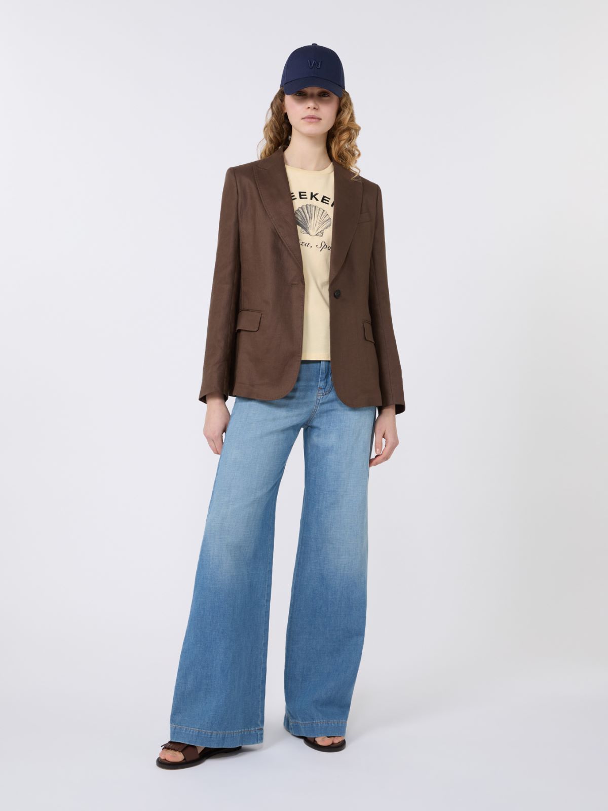 Linen canvas blazer + CHOCOLATE - Max Mara