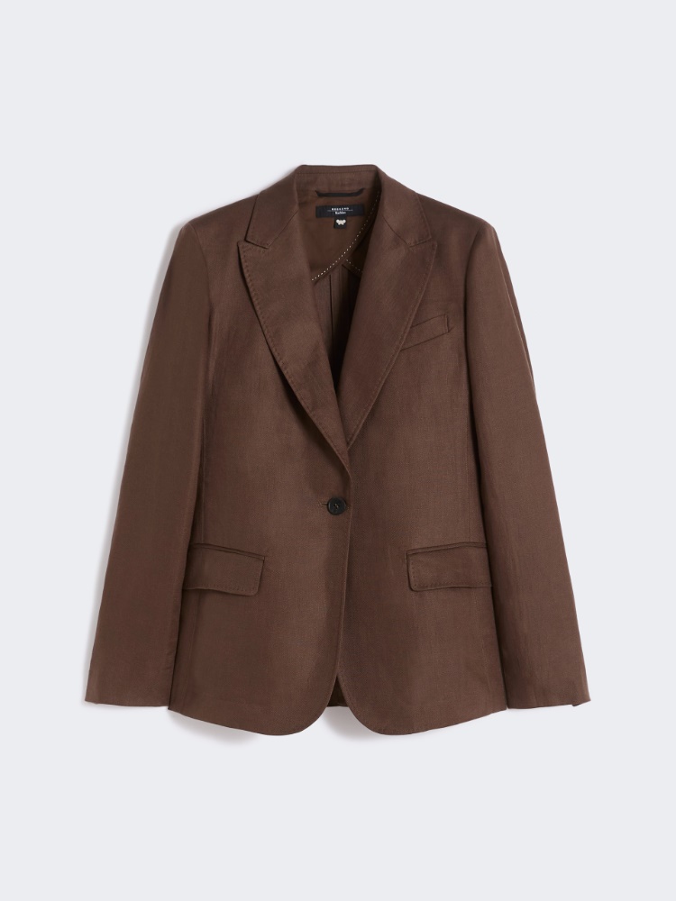 Linen canvas blazer - CHOCOLATE - Max Mara